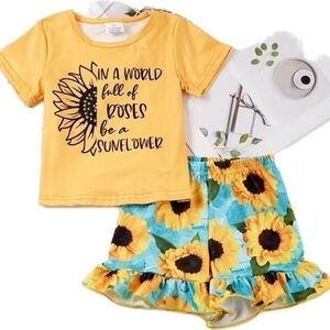 New 2-piece girl’s sunflower  outfit 5-6